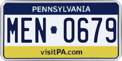PA license plate MEN0679