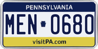 PA license plate MEN0680