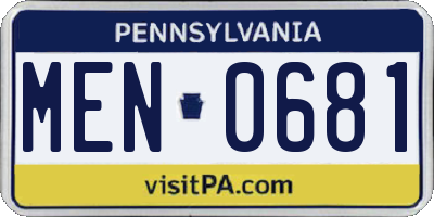 PA license plate MEN0681