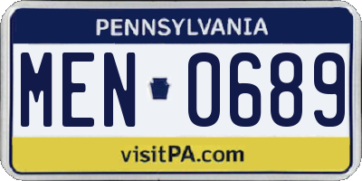 PA license plate MEN0689