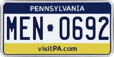 PA license plate MEN0692