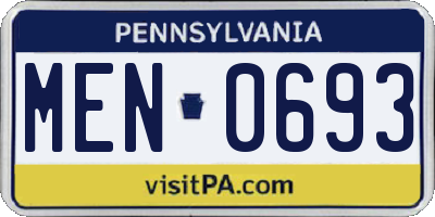 PA license plate MEN0693