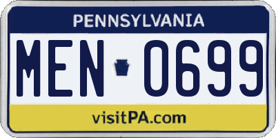 PA license plate MEN0699