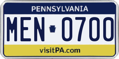PA license plate MEN0700