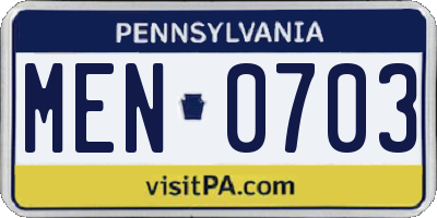 PA license plate MEN0703