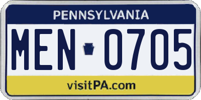 PA license plate MEN0705