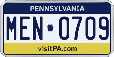 PA license plate MEN0709