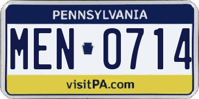 PA license plate MEN0714