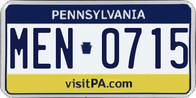 PA license plate MEN0715