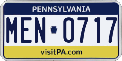 PA license plate MEN0717
