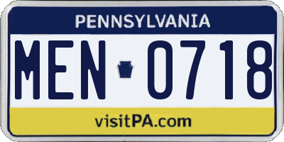 PA license plate MEN0718