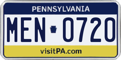 PA license plate MEN0720