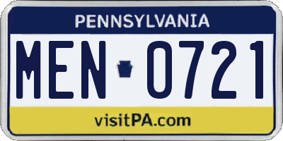 PA license plate MEN0721