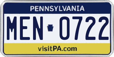 PA license plate MEN0722