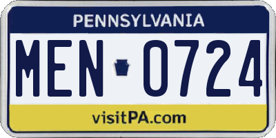 PA license plate MEN0724