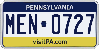 PA license plate MEN0727
