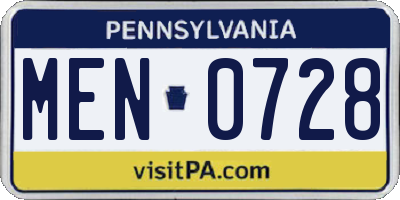 PA license plate MEN0728