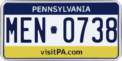PA license plate MEN0738