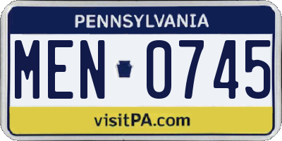 PA license plate MEN0745