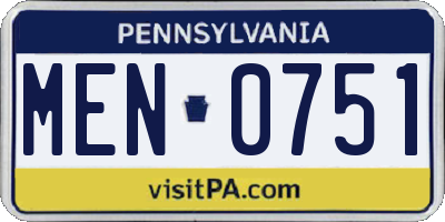 PA license plate MEN0751