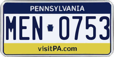 PA license plate MEN0753