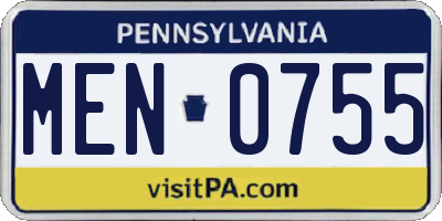 PA license plate MEN0755