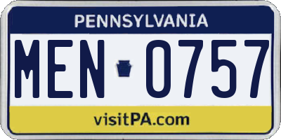 PA license plate MEN0757
