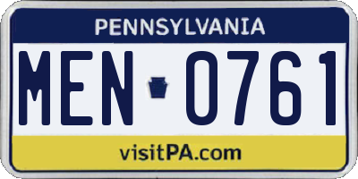 PA license plate MEN0761