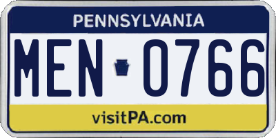 PA license plate MEN0766