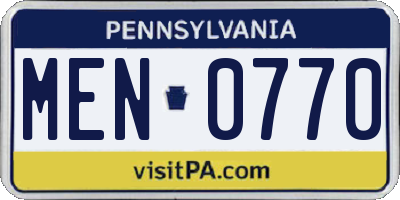 PA license plate MEN0770