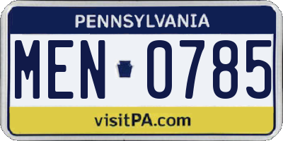 PA license plate MEN0785
