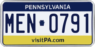 PA license plate MEN0791
