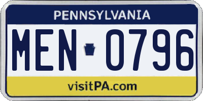 PA license plate MEN0796