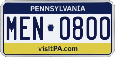 PA license plate MEN0800