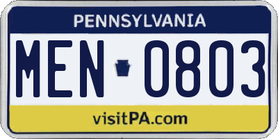 PA license plate MEN0803