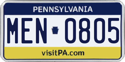 PA license plate MEN0805
