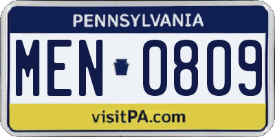 PA license plate MEN0809