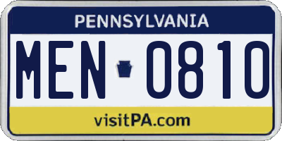PA license plate MEN0810