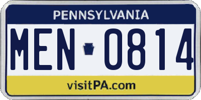PA license plate MEN0814
