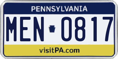 PA license plate MEN0817