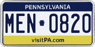 PA license plate MEN0820