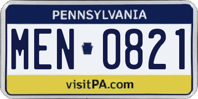 PA license plate MEN0821