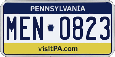 PA license plate MEN0823