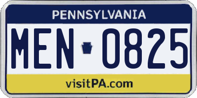 PA license plate MEN0825