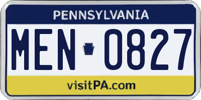 PA license plate MEN0827