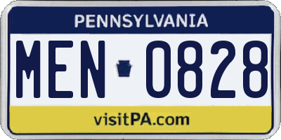 PA license plate MEN0828