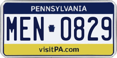 PA license plate MEN0829