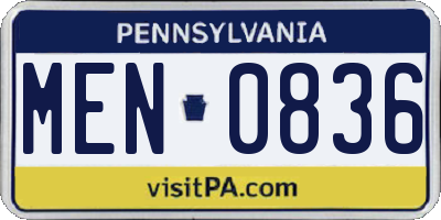 PA license plate MEN0836