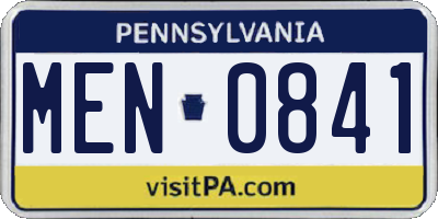 PA license plate MEN0841