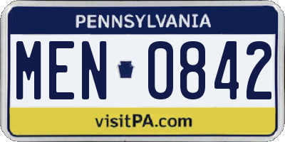 PA license plate MEN0842